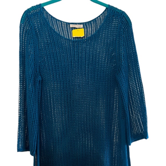 Eileen Fisher Dresses & Skirts - Eileen Fisher Teal Blue crochet look Dress/coverup.